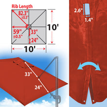 Load image into Gallery viewer, 10'x10' Umbrella Canopy Replacement Cantilever Umbrella Replacement Canopy, Canopy ONLY, Frame NOT Included
