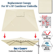 Load image into Gallery viewer, 10'x10' Umbrella Canopy Replacement Cantilever Umbrella Replacement Canopy, Canopy ONLY, Frame NOT Included
