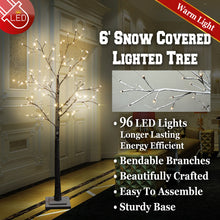 Load image into Gallery viewer, 6ft Snow LED Lighted Tree Flake Decoration Snow Covered Lighted Tree Indoor&amp; Outdoor Bendable
