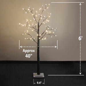 6ft Snow LED Lighted Tree Flake Decoration Snow Covered Lighted Tree Indoor& Outdoor Bendable