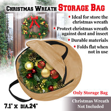 Load image into Gallery viewer, Heavy Duty Christmas Wreath Storage Bag Portable Xmas Wreath Bag w/Handles for 24&#39;&#39; Wreath, Tan
