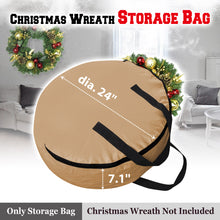 Load image into Gallery viewer, Heavy Duty Christmas Wreath Storage Bag Portable Xmas Wreath Bag w/Handles for 24&#39;&#39; Wreath, Tan
