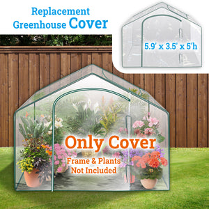 Replacement Cover for 5.9' x 3.5' x 5' Outdoor Plants Greenhouse Plant Flower Garden Green Hous-Cover Only