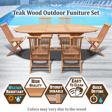 Load image into Gallery viewer, Patio 7pc Furniture Set 6 Golden Teak Wood Folding Chair, Extending Family Table(Local Pickup Only)
