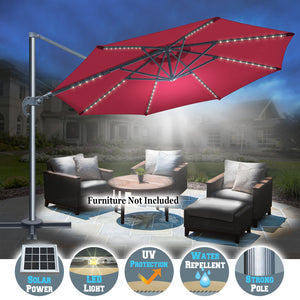 STRONG CAMEL 11.5ft  360 Rotataion Offset Cantilever Hanging Big Solar LED Umbrella（ONLY LOCAL PICK UP）