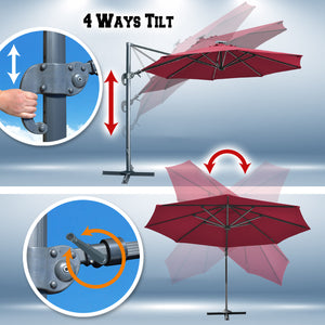 STRONG CAMEL 11.5ft  360 Rotataion Offset Cantilever Hanging Big Solar LED Umbrella（ONLY LOCAL PICK UP）