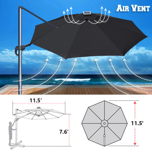 STRONG CAMEL 11.5ft  360 Rotataion Offset Cantilever Hanging Big Solar LED Umbrella（ONLY LOCAL PICK UP）