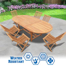 Patio 7pc Furniture Set 6 Golden Teak Wood Folding Chair, Extending Family Table(Local Pickup Only)