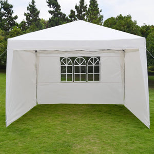 STRONG CAMEL 10'X13' EZ POP UP Folding Gazebo Camping Canopy W/Carry Bag Wedding Party Tent With Side Wall-WHITE