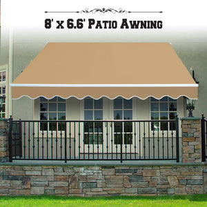 8'x6.6' 10/12/16/20x10 Manual Yard Retractable Sunshade Patio Deck Awning Canopy
