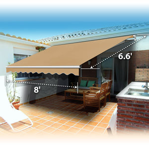 8'x6.6' 10/12/16/20x10 Manual Yard Retractable Sunshade Patio Deck Awning Canopy