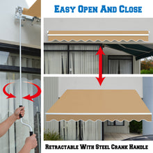 Load image into Gallery viewer, 8&#39;x6.6&#39; 10/12/16/20x10 Manual Yard Retractable Sunshade Patio Deck Awning Canopy
