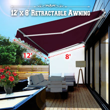 Load image into Gallery viewer, 12x8&#39; Sunshade Manual Yard Retractable Patio Deck Door Window Awning Canopy
