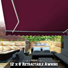 Load image into Gallery viewer, 12x8&#39; Sunshade Manual Yard Retractable Patio Deck Door Window Awning Canopy
