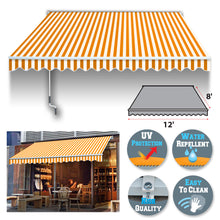 Load image into Gallery viewer, 12x8&#39; Sunshade Manual Yard Retractable Patio Deck Door Window Awning Canopy
