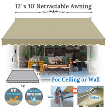 Load image into Gallery viewer, 8&#39;x6.6&#39; 10/12/16/20x10 Manual Yard Retractable Sunshade Patio Deck Awning Canopy
