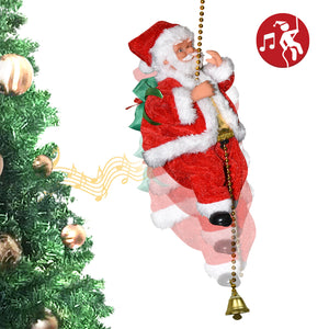 9.8" Santa Claus Musical Climbing Rope Christmas Electric Toy  with Music Climbing up and Down