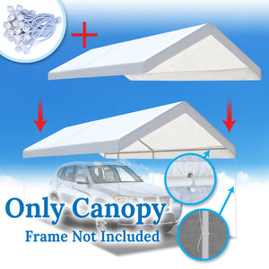 10'x20' Carport Replacement Canopy Cover for Tent Top Garage Shelter Cover w Ball Bungees