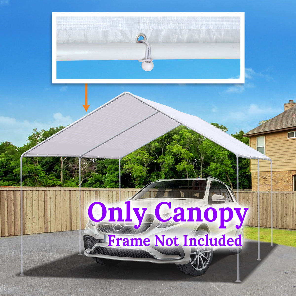 10x20 Ft Waterproof Carport Canopy Tent Replacement Top Garage COVER ...