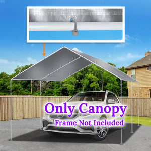 10'x20' Replacement Canopy Roof Cover Outdoor Carport Covers for Garage Shelter w/Ball Bungees Cover ONLY