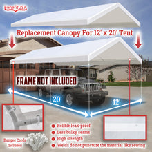 Load image into Gallery viewer, Carport Conopy Cover 12 x 20 Feet Replacement Tent Garage Outdoor Top Tarp Car Shelter with Ball Bungees (with Edge)

