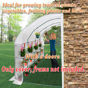Replacement Canopy Cover for 10x5x7'H Walk-In Half Greenhouse Zipper Doors