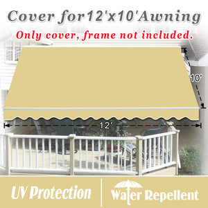 12 x 10 ft Canopy COVER Replacement Outdoor Manual Retractable Sunshade Awning