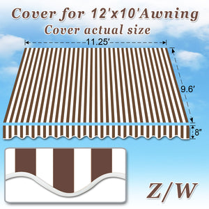 12 x 10 ft Canopy COVER Replacement Outdoor Manual Retractable Sunshade Awning