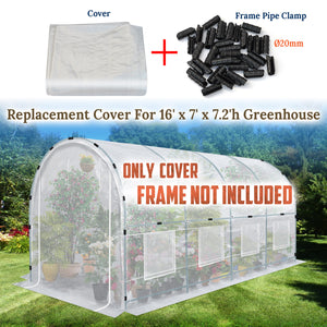 Greenhouse Replacement Cover Larger Walk in Outdoor Plant Gardening Greenhouse   16' X 7' X 7.2'