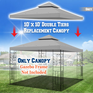 10'x10' Replacement Canopy Top Patio Pavilion Gazebo Tent Sunshade Cover UV+