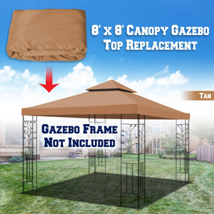 8'X8' Gazebo Sunshade 2-Tier Patio Pavilion Replacement Canopy
