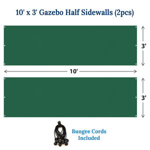 10x3'Half Walls Two Half Sidewalls for Pop Up Tent Gazebo Shelter w/Ball bungees