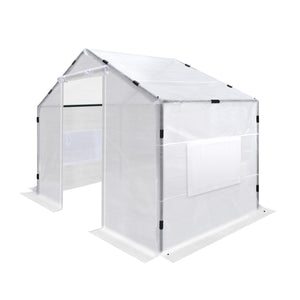 Large Greenhouse 2 Doors Walk-in Outdoor Gardening Green House with Roll-up Velcro Windows Garden Plant Hot House (White)