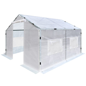 Portable Greenhouse 2 Velcro Roll-up Doors Large Walk-in Steel Heavy Duty Transparent PE Cover Gardening Plant Hot Outdoor House