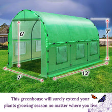 Load image into Gallery viewer, Walk in Outdoor Plant Gardening Hot Greenhouse, w/Frame Pipe Clamps (12ft x 7ft x 7ft)
