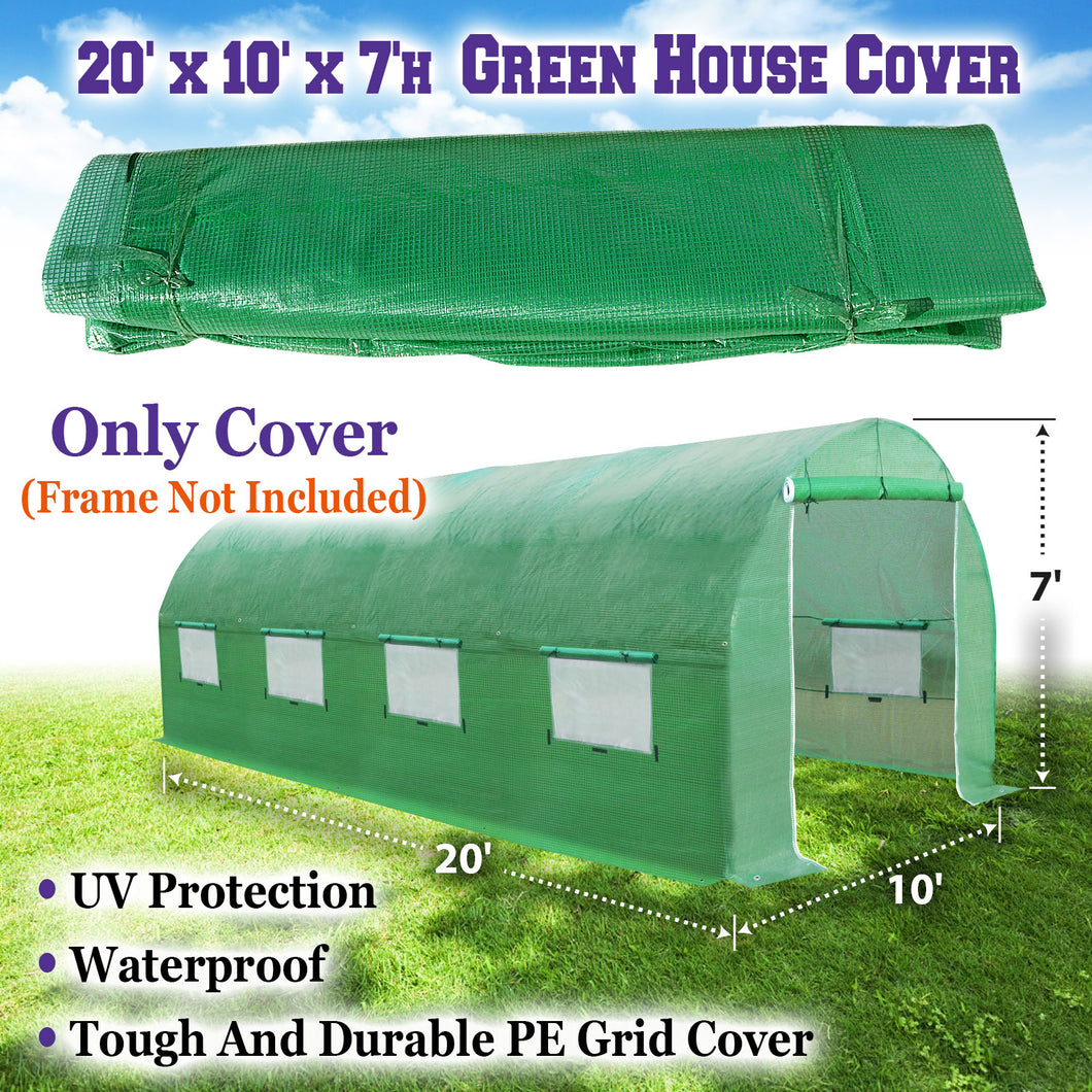 Multi-size 24.6/20x10x7' Replacement Greenhouse COVER 16/12x7x7' 10x7x6' House