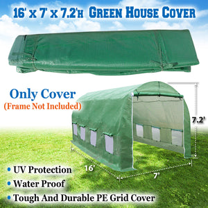 Multi-size 24.6/20x10x7' Replacement Greenhouse COVER 16/12x7x7' 10x7x6' House
