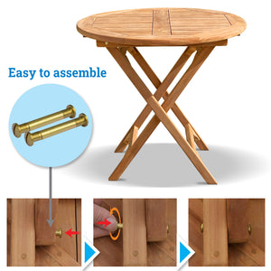 KINGTEAK Golden Teak Wood Outdoor Folding Bistro Dining set - 3 and 5 Piece Sets（Local Pick Up only）