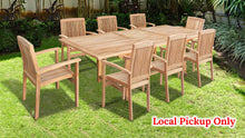 Load image into Gallery viewer, KINGTEAK Golden Teak Wood Classic Dining 9 piece Sets, 1 Extending Table 8 Chair（Local Pick Up only）
