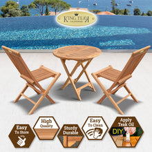 Load image into Gallery viewer, KINGTEAK Golden Teak Wood Outdoor Folding Bistro Dining set - 3 and 5 Piece Sets（Local Pick Up only）
