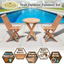 Load image into Gallery viewer, King Teak Golden Teak Wood Coffe Bristo Folding Furniture Set 1 table 2 chairs
