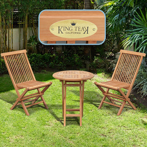 King Teak Golden Teak Wood Coffe Bristo Folding Furniture Set 1 table 2 chairs