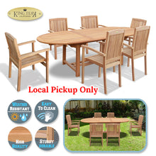 Load image into Gallery viewer, KINGTEAK Golden Teak Wood Patio Dining 7 Piece Sets, 1 Extending Table 6 Chair（Local Pick Up only）
