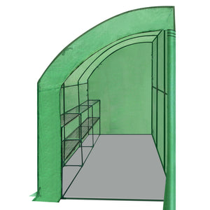 10x5x7'H Large Walk-In Wall Half Greenhouse w 3 tiers 6 Shelves Green White Yard