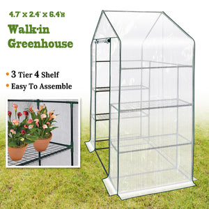 8 Shelves 3 Tiers Portable mini Walk-in Greenhouse Flower Clear Planter Hot House (Polyethylene)