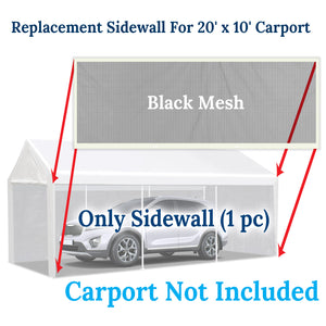 10x20' Carport Mosquito Netting Replacement Sidewall for Canopy Tent