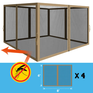 8' 4Pcs Mesh Sidewall Canopy Tent Commercial Zippered Bug Barrier Walls
