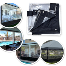 Load image into Gallery viewer, Clear PVC Tarp Sidewall COVER, Heavy Duty Multipurpose Canopy Sheet Cover, Waterproof PVC with Grommets - for Commercial, Residential, Pergola, Porch, Gazebos, Garden

