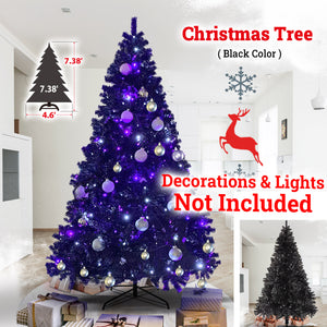 7.5FT Artificial (Black, Red, Pink and White) Christmas Tree Premium Hinged Spruce Full Tree Branch Tips Metal Stand