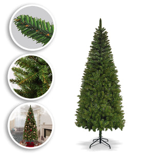 Artificial Pencil Slim Unlit Green Christmas Tree Tall Skinny Hinged Full Xmas Tree Perfect for Holiday Outdoor and Indoor Decor